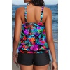 image:imageYonique Women Blouson Tankini Swimsuits Two Piece Bathing Suits with Shorts  Adjustable straps Drawstring side shorts Athletic swim set Add removable cups to customize shapeColorful Leaves