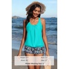 image:imageYonique Women Blouson Tankini Swimsuits Two Piece Bathing Suits with Shorts  Adjustable straps Drawstring side shorts Athletic swim set Add removable cups to customize shapeAqua Green