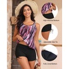 image:imageYonique Women Blouson Tankini Swimsuits Two Piece Bathing Suits with Shorts  Adjustable straps Drawstring side shorts Athletic swim set Add removable cups to customize shapePink Stripe