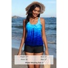 image:imageYonique Women Blouson Tankini Swimsuits Two Piece Bathing Suits with Shorts  Adjustable straps Drawstring side shorts Athletic swim set Add removable cups to customize shapeBlue Gradient