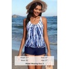 image:imageYonique Women Blouson Tankini Swimsuits Two Piece Bathing Suits with Shorts  Adjustable straps Drawstring side shorts Athletic swim set Add removable cups to customize shapeBlue Tie Dye
