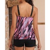 image:imageYonique Women Blouson Tankini Swimsuits Two Piece Bathing Suits with Shorts  Adjustable straps Drawstring side shorts Athletic swim set Add removable cups to customize shapePink Stripe