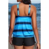 image:imageYonique Women Blouson Tankini Swimsuits Two Piece Bathing Suits with Shorts  Adjustable straps Drawstring side shorts Athletic swim set Add removable cups to customize shapeGradient Blue
