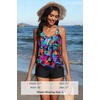 image:imageYonique Women Blouson Tankini Swimsuits Two Piece Bathing Suits with Shorts  Adjustable straps Drawstring side shorts Athletic swim set Add removable cups to customize shapeColorful Leaves