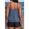 image:imageYonique Women Blouson Tankini Swimsuits Two Piece Bathing Suits with Shorts  Adjustable straps Drawstring side shorts Athletic swim set Add removable cups to customize shapeGrey Blue