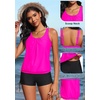 image:imageYonique Women Blouson Tankini Swimsuits Two Piece Bathing Suits with Shorts  Adjustable straps Drawstring side shorts Athletic swim set Add removable cups to customize shapeHot Pink1