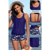 image:imageYonique Women Blouson Tankini Swimsuits Two Piece Bathing Suits with Shorts  Adjustable straps Drawstring side shorts Athletic swim set Add removable cups to customize shapeFlamingo