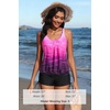 image:imageYonique Women Blouson Tankini Swimsuits Two Piece Bathing Suits with Shorts  Adjustable straps Drawstring side shorts Athletic swim set Add removable cups to customize shapePink Gradient