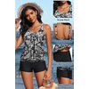 image:imageYonique Women Blouson Tankini Swimsuits Two Piece Bathing Suits with Shorts  Adjustable straps Drawstring side shorts Athletic swim set Add removable cups to customize shapeBlack  Flower