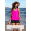 image:imageYonique Women Blouson Tankini Swimsuits Two Piece Bathing Suits with Shorts  Adjustable straps Drawstring side shorts Athletic swim set Add removable cups to customize shapeHot Pink1