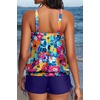 image:imageYonique Women Blouson Tankini Swimsuits Two Piece Bathing Suits with Shorts  Adjustable straps Drawstring side shorts Athletic swim set Add removable cups to customize shapeColorful Flowers