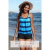 image:imageYonique Women Blouson Tankini Swimsuits Two Piece Bathing Suits with Shorts  Adjustable straps Drawstring side shorts Athletic swim set Add removable cups to customize shapeGradient Blue