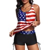 image:imageYonique Women Blouson Tankini Swimsuits Two Piece Bathing Suits with Shorts  Adjustable straps Drawstring side shorts Athletic swim set Add removable cups to customize shapeAmerican Flag