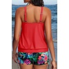 image:imageYonique Women Blouson Tankini Swimsuits Two Piece Bathing Suits with Shorts  Adjustable straps Drawstring side shorts Athletic swim set Add removable cups to customize shapeRed  Floral