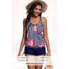 image:imageYonique Women Blouson Tankini Swimsuits Two Piece Bathing Suits with Shorts  Adjustable straps Drawstring side shorts Athletic swim set Add removable cups to customize shapeBlue Floral