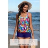 image:imageYonique Women Blouson Tankini Swimsuits Two Piece Bathing Suits with Shorts  Adjustable straps Drawstring side shorts Athletic swim set Add removable cups to customize shapeColorful Flowers