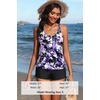 image:imageYonique Women Blouson Tankini Swimsuits Two Piece Bathing Suits with Shorts  Adjustable straps Drawstring side shorts Athletic swim set Add removable cups to customize shapePurple Flowers