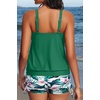 image:imageYonique Women Blouson Tankini Swimsuits Two Piece Bathing Suits with Shorts  Adjustable straps Drawstring side shorts Athletic swim set Add removable cups to customize shapeGreen