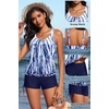image:imageYonique Women Blouson Tankini Swimsuits Two Piece Bathing Suits with Shorts  Adjustable straps Drawstring side shorts Athletic swim set Add removable cups to customize shapeBlue Tie Dye