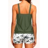 image:imageYonique Women Blouson Tankini Swimsuits Two Piece Bathing Suits with Shorts  Adjustable straps Drawstring side shorts Athletic swim set Add removable cups to customize shapeGreen Palm Tree