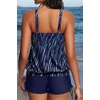 image:imageYonique Women Blouson Tankini Swimsuits Two Piece Bathing Suits with Shorts  Adjustable straps Drawstring side shorts Athletic swim set Add removable cups to customize shapeBlue and Meteor Print