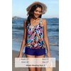 image:imageYonique Women Blouson Tankini Swimsuits Two Piece Bathing Suits with Shorts  Adjustable straps Drawstring side shorts Athletic swim set Add removable cups to customize shapeNavy and Leaves