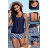 image:imageYonique Women Blouson Tankini Swimsuits Two Piece Bathing Suits with Shorts  Adjustable straps Drawstring side shorts Athletic swim set Add removable cups to customize shapeBlue