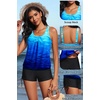 image:imageYonique Women Blouson Tankini Swimsuits Two Piece Bathing Suits with Shorts  Adjustable straps Drawstring side shorts Athletic swim set Add removable cups to customize shapeBlue Gradient
