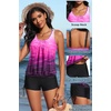 image:imageYonique Women Blouson Tankini Swimsuits Two Piece Bathing Suits with Shorts  Adjustable straps Drawstring side shorts Athletic swim set Add removable cups to customize shapePink Gradient