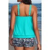 image:imageYonique Women Blouson Tankini Swimsuits Two Piece Bathing Suits with Shorts  Adjustable straps Drawstring side shorts Athletic swim set Add removable cups to customize shapeAqua Green