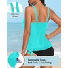 image:imageYonique Womens Blouson Tankini Swim Top Loose Fit Strappy Bathing Suit  Removable cups for custom shaping Tummy Control SwimwearAqua Green