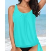image:imageYonique Womens Blouson Tankini Swim Top Loose Fit Strappy Bathing Suit  Removable cups for custom shaping Tummy Control SwimwearAqua Green