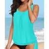 image:imageYonique Womens Blouson Tankini Swim Top Loose Fit Strappy Bathing Suit  Removable cups for custom shaping Tummy Control SwimwearAqua Green