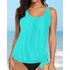image:imageYonique Womens Blouson Tankini Swim Top Loose Fit Strappy Bathing Suit  Removable cups for custom shaping Tummy Control SwimwearAqua Green