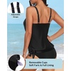 image:imageYonique Womens Blouson Tankini Swim Top Loose Fit Strappy Bathing Suit  Removable cups for custom shaping Tummy Control SwimwearBlack