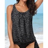 image:imageYonique Womens Blouson Tankini Swim Top Loose Fit Strappy Bathing Suit  Removable cups for custom shaping Tummy Control SwimwearBlack Dot