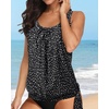 image:imageYonique Womens Blouson Tankini Swim Top Loose Fit Strappy Bathing Suit  Removable cups for custom shaping Tummy Control SwimwearBlack Dot