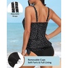 image:imageYonique Womens Blouson Tankini Swim Top Loose Fit Strappy Bathing Suit  Removable cups for custom shaping Tummy Control SwimwearBlack Dot