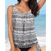 image:imageYonique Womens Blouson Tankini Swim Top Loose Fit Strappy Bathing Suit  Removable cups for custom shaping Tummy Control SwimwearBlack Tribal