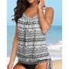image:imageYonique Womens Blouson Tankini Swim Top Loose Fit Strappy Bathing Suit  Removable cups for custom shaping Tummy Control SwimwearBlack Tribal