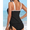 image:imageYonique Womens Blouson Tankini Swim Top Loose Fit Strappy Bathing Suit  Removable cups for custom shaping Tummy Control SwimwearBlack and White