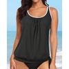 image:imageYonique Womens Blouson Tankini Swim Top Loose Fit Strappy Bathing Suit  Removable cups for custom shaping Tummy Control SwimwearBlack and White