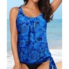 image:imageYonique Womens Blouson Tankini Swim Top Loose Fit Strappy Bathing Suit  Removable cups for custom shaping Tummy Control SwimwearBlue Paisley