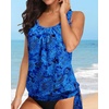 image:imageYonique Womens Blouson Tankini Swim Top Loose Fit Strappy Bathing Suit  Removable cups for custom shaping Tummy Control SwimwearBlue Paisley