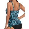 image:imageYonique Womens Blouson Tankini Swim Top Loose Fit Strappy Bathing Suit  Removable cups for custom shaping Tummy Control SwimwearBlue Paisley Print