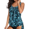 image:imageYonique Womens Blouson Tankini Swim Top Loose Fit Strappy Bathing Suit  Removable cups for custom shaping Tummy Control SwimwearBlue Paisley Print