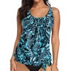 image:imageYonique Womens Blouson Tankini Swim Top Loose Fit Strappy Bathing Suit  Removable cups for custom shaping Tummy Control SwimwearBlue Paisley Print