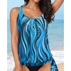 image:imageYonique Womens Blouson Tankini Swim Top Loose Fit Strappy Bathing Suit  Removable cups for custom shaping Tummy Control SwimwearBlue Ripples