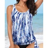 image:imageYonique Womens Blouson Tankini Swim Top Loose Fit Strappy Bathing Suit  Removable cups for custom shaping Tummy Control SwimwearBlue Tie Dye