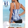 image:imageYonique Womens Blouson Tankini Swim Top Loose Fit Strappy Bathing Suit  Removable cups for custom shaping Tummy Control SwimwearBlue Tie Dye
